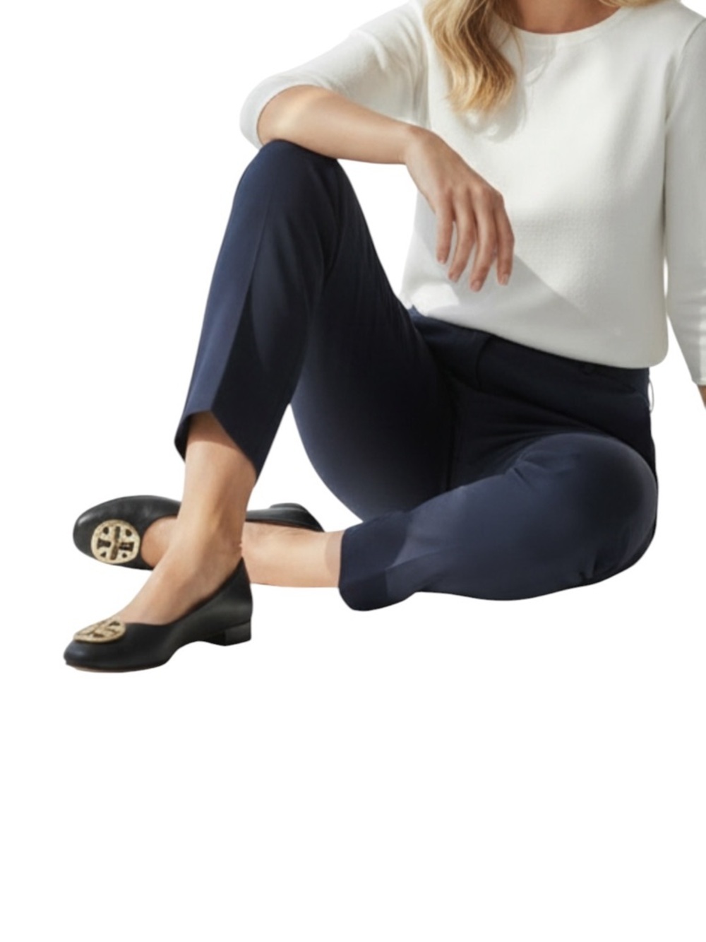 TORY BURCH Black Chelsea 25mm Ballet Flat Logo Heel Size 9 $268 Old Money - Picture 3 of 11